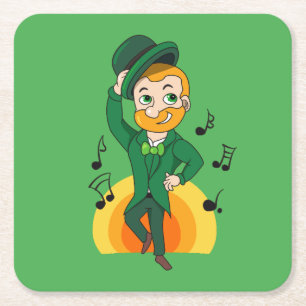 Porta-copo De Papel Quadrado Leprechaun dançante, Rua.