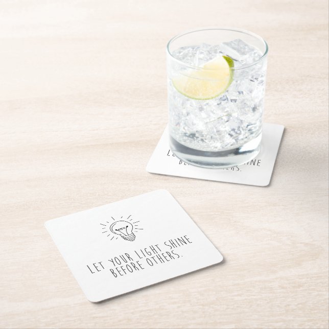 Porta-copo De Papel Quadrado Let You Light Shine Before Others (Insitu)