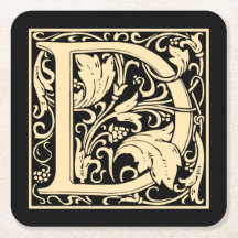 Letra D Vintage - Primeira Letra Sepia em Preto