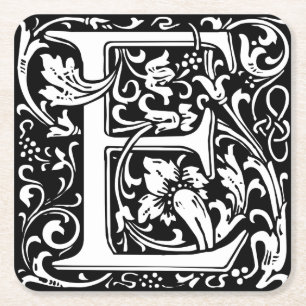 Porta-copo De Papel Quadrado Letra E Monograma Medieval Arte Nova