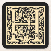 Letra H Vintage - Primeira Letra Sepia Beige em Pr