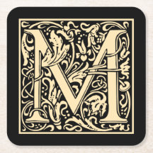 Letra M Vintage - Primeira Letra Sepia Beige em Pr