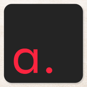 Porta-copo De Papel Quadrado Letra Negra Vermelha Monograma Inicial Simples