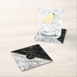 Porta-copo De Papel Quadrado Letra personalizada Faux Marble Paper Porta copos
