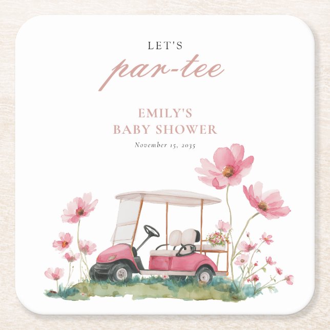 Porta-copo De Papel Quadrado Let's Par-tee Golf Baby Shower (Frente)