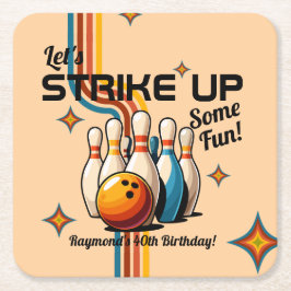 Porta-copo De Papel Quadrado Let's Strike Up Some Fun Bowling Birthday Party