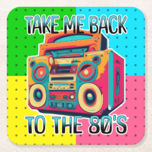Porta-copo De Papel Quadrado Leve-me de Volta aos Anos Oitenta   Vibe Retro