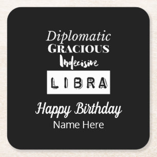 Porta-copo De Papel Quadrado Libra Zodíaco Características Diversas Aniversário