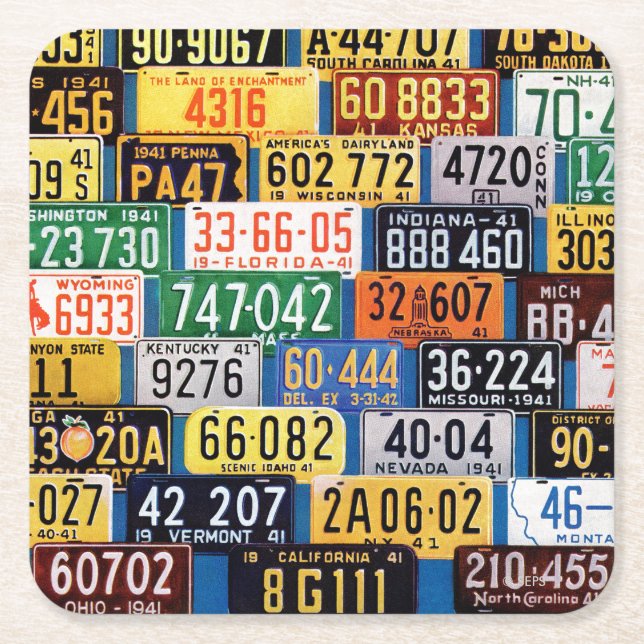 Porta-copo De Papel Quadrado License Plates por H. Wilson Smith (Frente)
