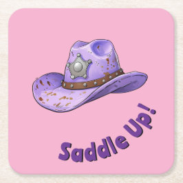 Porta-copo De Papel Quadrado Light Purple Cowgirl Hat