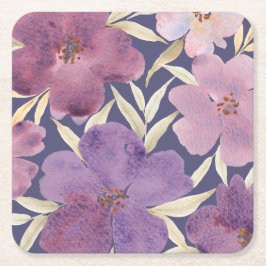 Porta-copo De Papel Quadrado Lilas en acuarela 