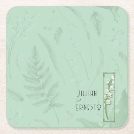 Porta-copo De Papel Quadrado Lily of Valley | Personalizado Verde Suave