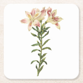 Porta-copo De Papel Quadrado Lily peruana (Alstromeria pelegrina) por Redouté