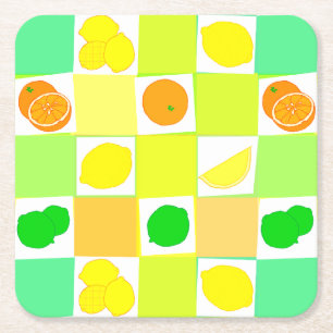 Porta-copo De Papel Quadrado Lima-Limão e Laranjas Suporte para Copos de Frutas