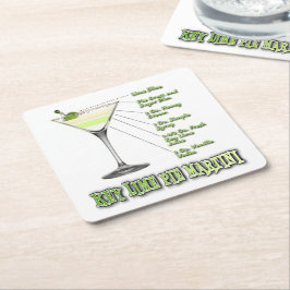 Porta-copo De Papel Quadrado Limão-chave Pie Martini Cocktail Recebe Arte