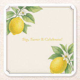 Porta-copo De Papel Quadrado Limão de Aquarela