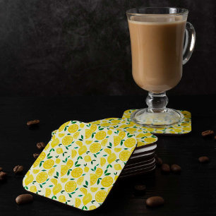 Porta-copo De Papel Quadrado Limões de aquarelas - amarelo e verde