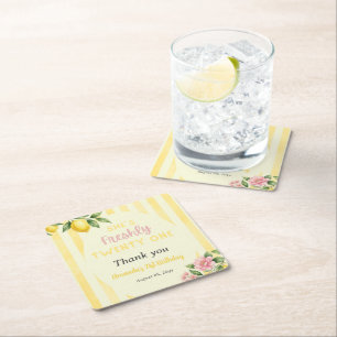Porta-copo De Papel Quadrado Limon Frescamente Amarelo Listras Floral 21º Anive