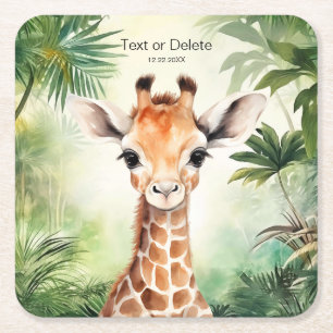 Porta-copo De Papel Quadrado Linda Girafa Festa de Bebê Jungle Party Bonita