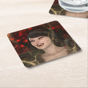 Porta-copo De Papel Quadrado Linda Lady Vamp - Estilo Perfeito de Bruxas de Hal