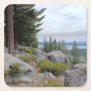 Porta-copo De Papel Quadrado Linda paisagem do Lago Tahoe