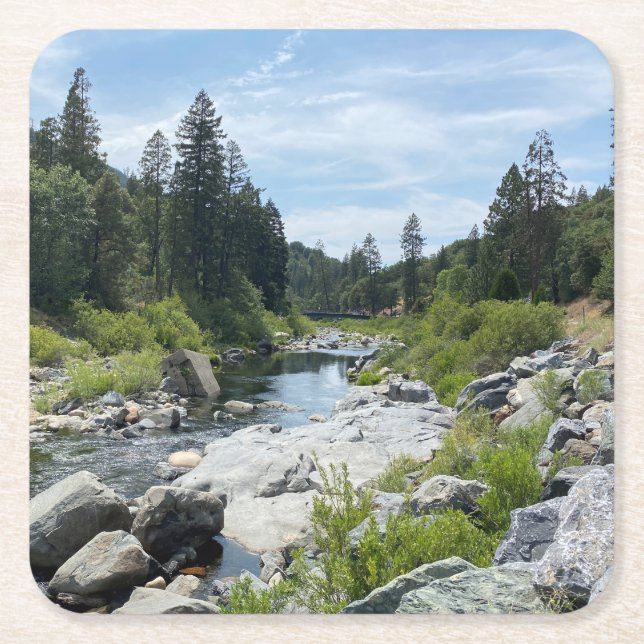Porta-copo De Papel Quadrado Linda paisagem do Lago Tahoe (Frente)