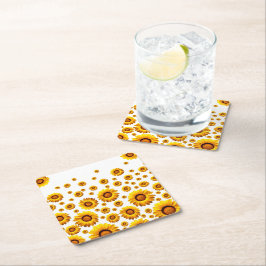 Porta-copo De Papel Quadrado Lindas flores amarelas