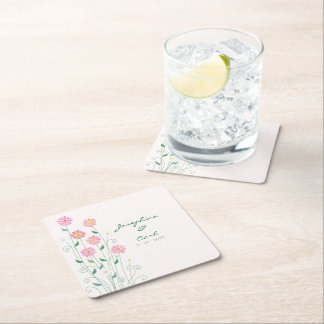 Porta-copo De Papel Quadrado Lindas Margaridas Country Rosa Floral
