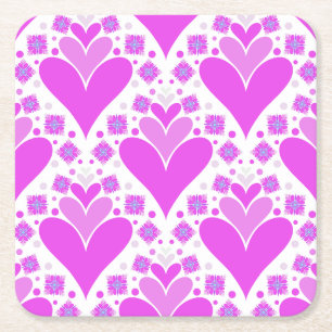 Porta-copo De Papel Quadrado Lindo design de coração moderno e elegante rosa e 