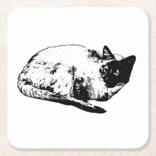 Porta-copo De Papel Quadrado Linhas limpas, gato aconchegante