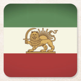 Porta-copo De Papel Quadrado Lion and Sun Rustic Flag Paper Coaster