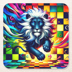 Porta-copo De Papel Quadrado Lion Art