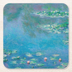 Porta-copo De Papel Quadrado Lírios por Claude Monet Fine Art Painting