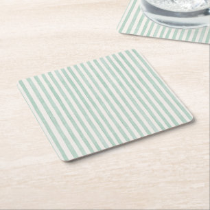 Porta-copo De Papel Quadrado Listras Brancas de Aniversário de Menta