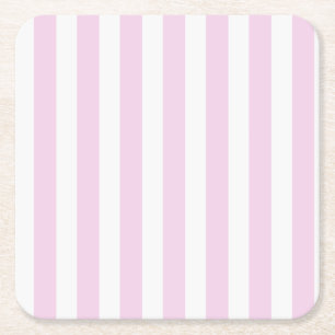 Porta-copo De Papel Quadrado Listras brancas e cor-de-rosa pálido