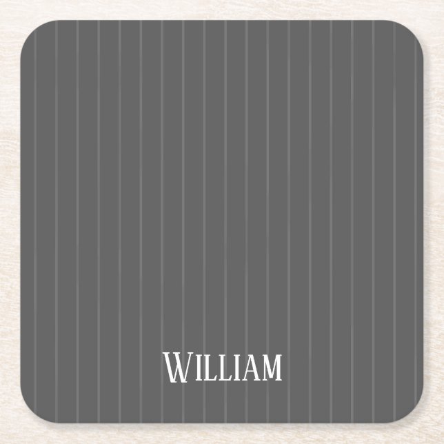 Porta-copo De Papel Quadrado Listras de cinza personalizadas (Frente)