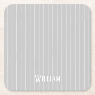 Porta-copo De Papel Quadrado Listras de cinza personalizadas