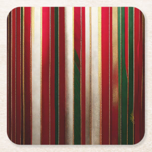 Porta-copo De Papel Quadrado Listras de Cores de Natal Vermelho Verde Branco Do