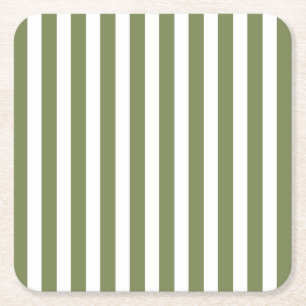 Porta-copo De Papel Quadrado Listras de doce, de cor verde-oliva e branca
