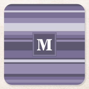 Porta-copo De Papel Quadrado Listras do roxo da urze do monograma