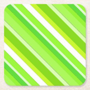 Porta-copo De Papel Quadrado Listras doces em camadas - verde limão e branco