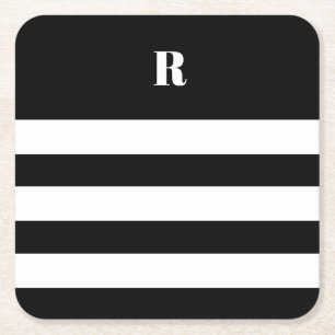 Porta-copo De Papel Quadrado Listras Preto e Branco Personalizadas