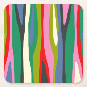 Porta-copo De Papel Quadrado Listras Selvagens Padrão Abstrato Multicolorido Mo