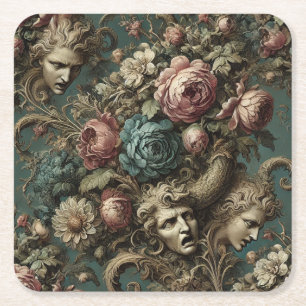 Porta-copo De Papel Quadrado Litania de Aristocratas – Desenho Floral Gótico