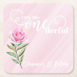 Porta-copo De Papel Quadrado Little Miss ONEderful 1st First Birthday