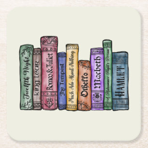 Porta-copo De Papel Quadrado Livros Shakespeare n.o 1