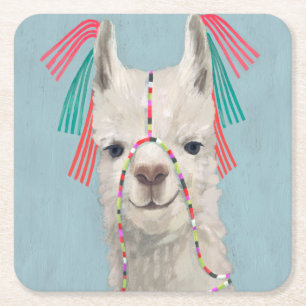 Porta-copo De Papel Quadrado Llama Adorado - Branco
