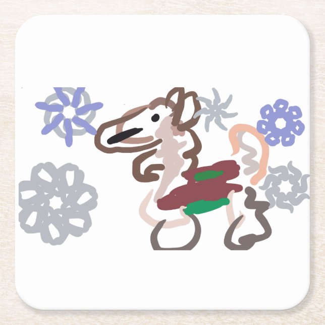 Porta-copo De Papel Quadrado Llama winter fun (Frente)