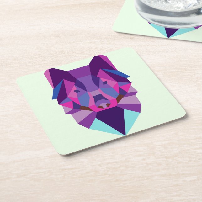 Porta-copo De Papel Quadrado Lobo (Inclinado)