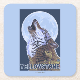 Porta-copo De Papel Quadrado Lobo de YellowstoneHowling